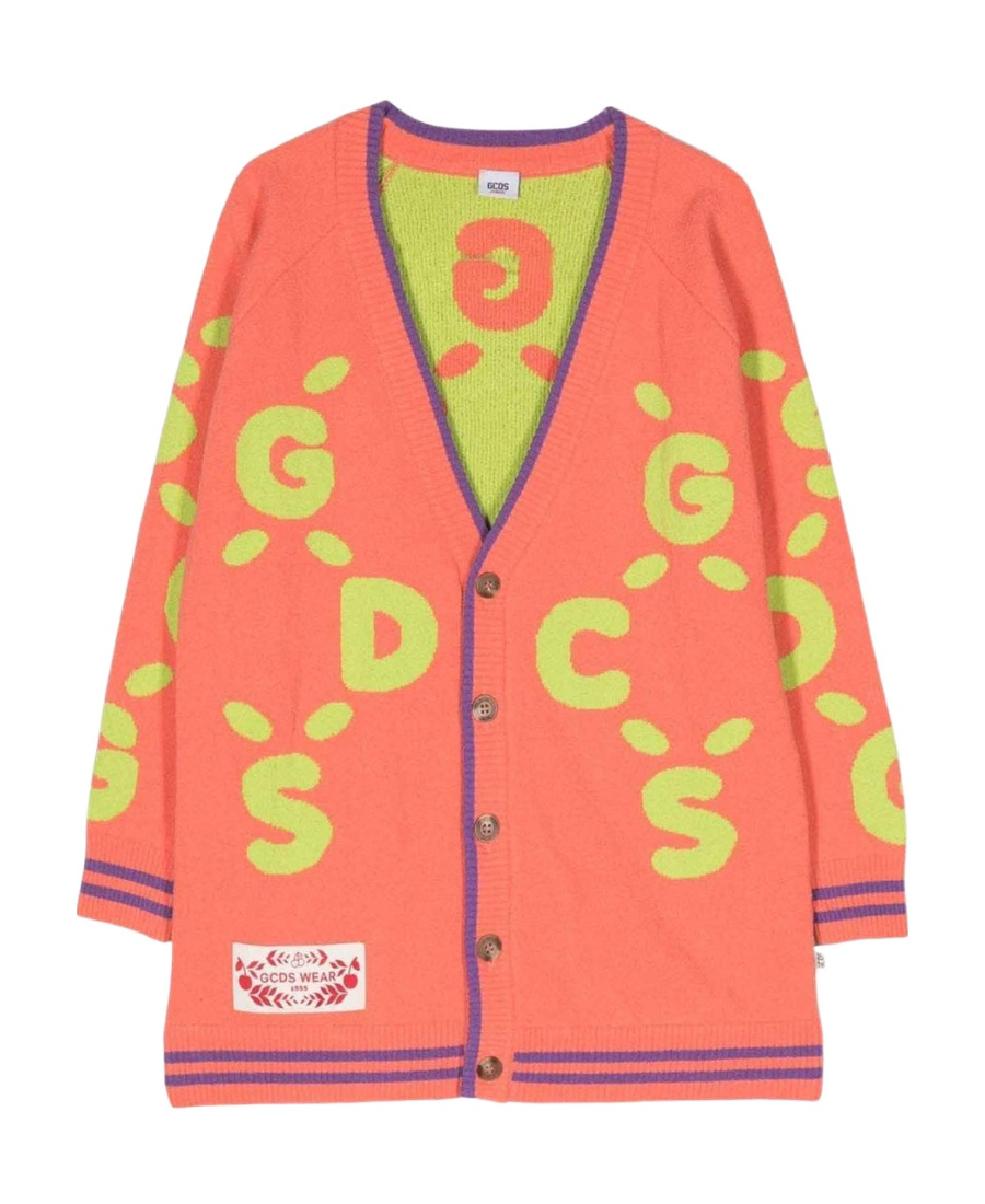 GCDS DEBOSSED-LOGO PRINT CARDIGAN