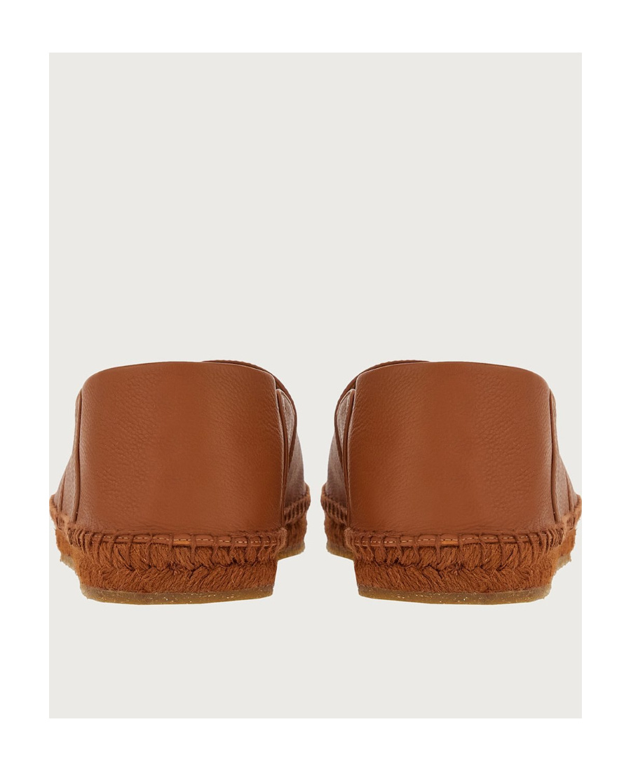 Ferragamo Gus Logo Leather Espadrilles In Brown
