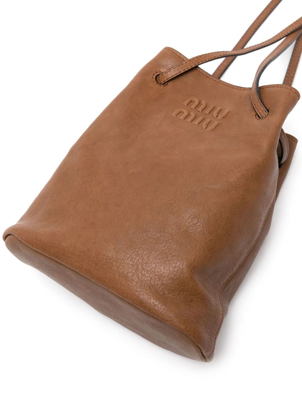 Miu Miu Drawstring Shoulder Bag In Brown