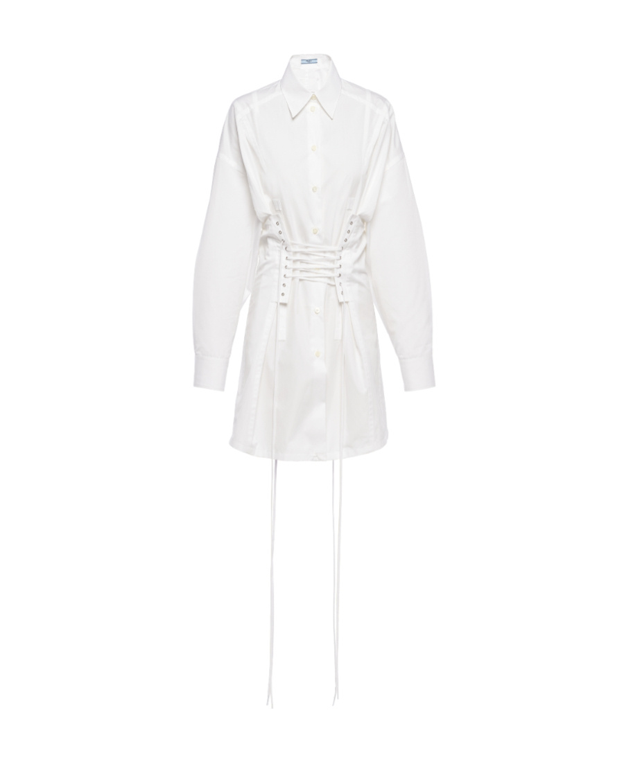Prada Bedrucktes Minikleid Aus Popeline In White