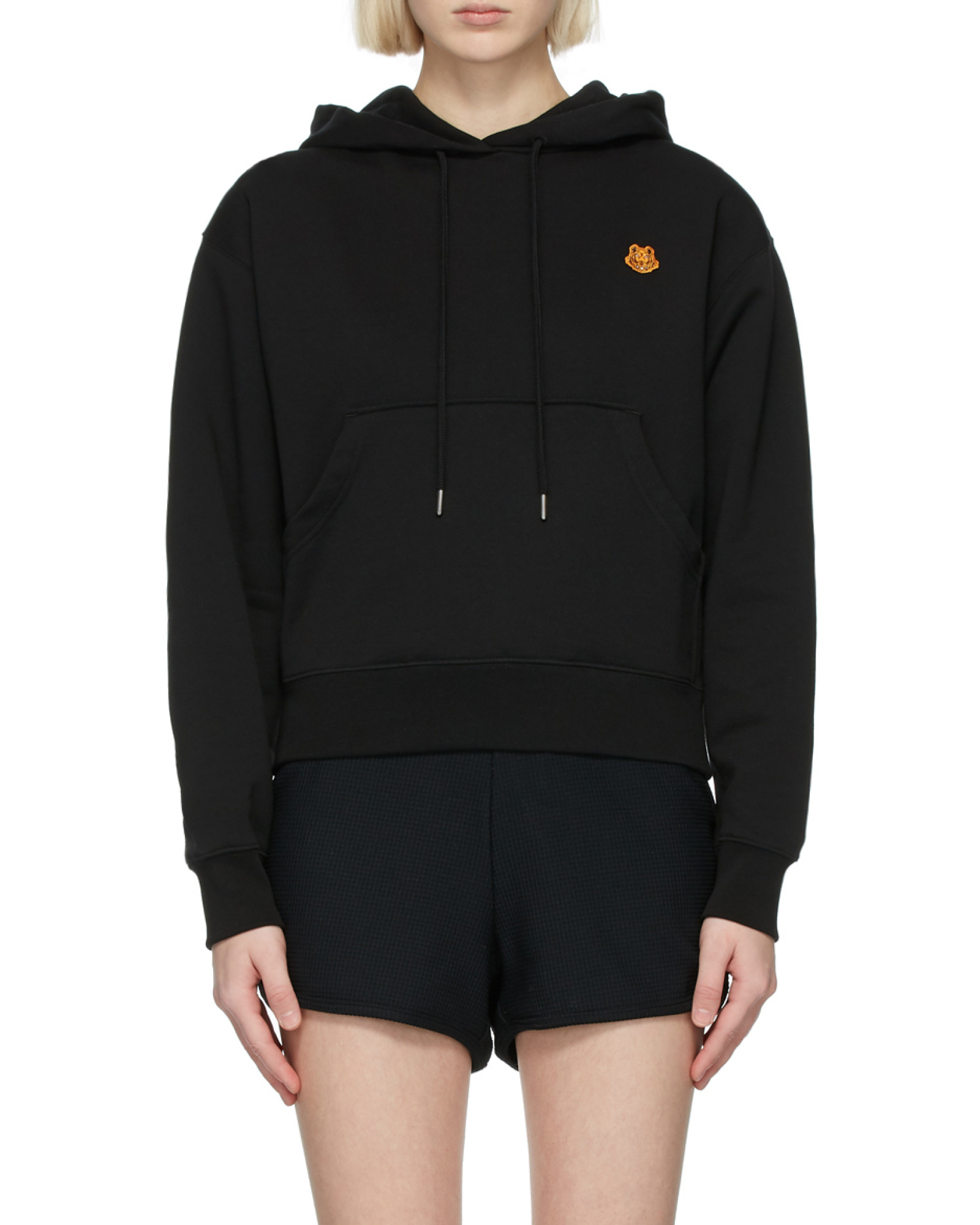 Kenzo Tiger Crest Embroidered Drawstring Hoodie In Blue