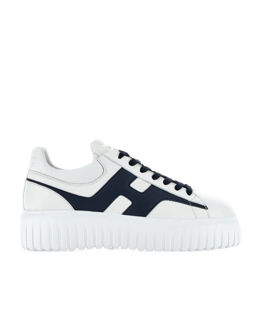 Hogan H-stripes Low-top Sneakers With Smooth Leather Upper In White