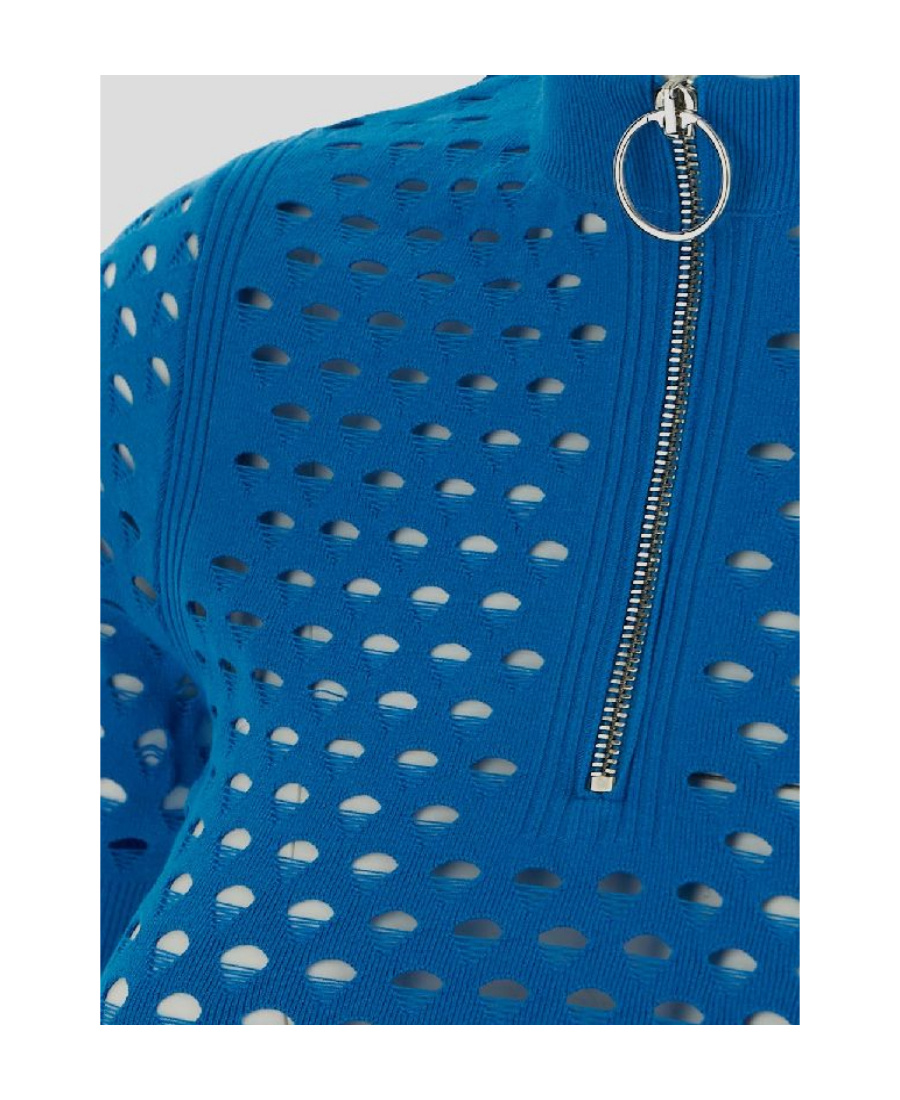 Stella Mccartney Blue Viscose Zip Sweater In Blue