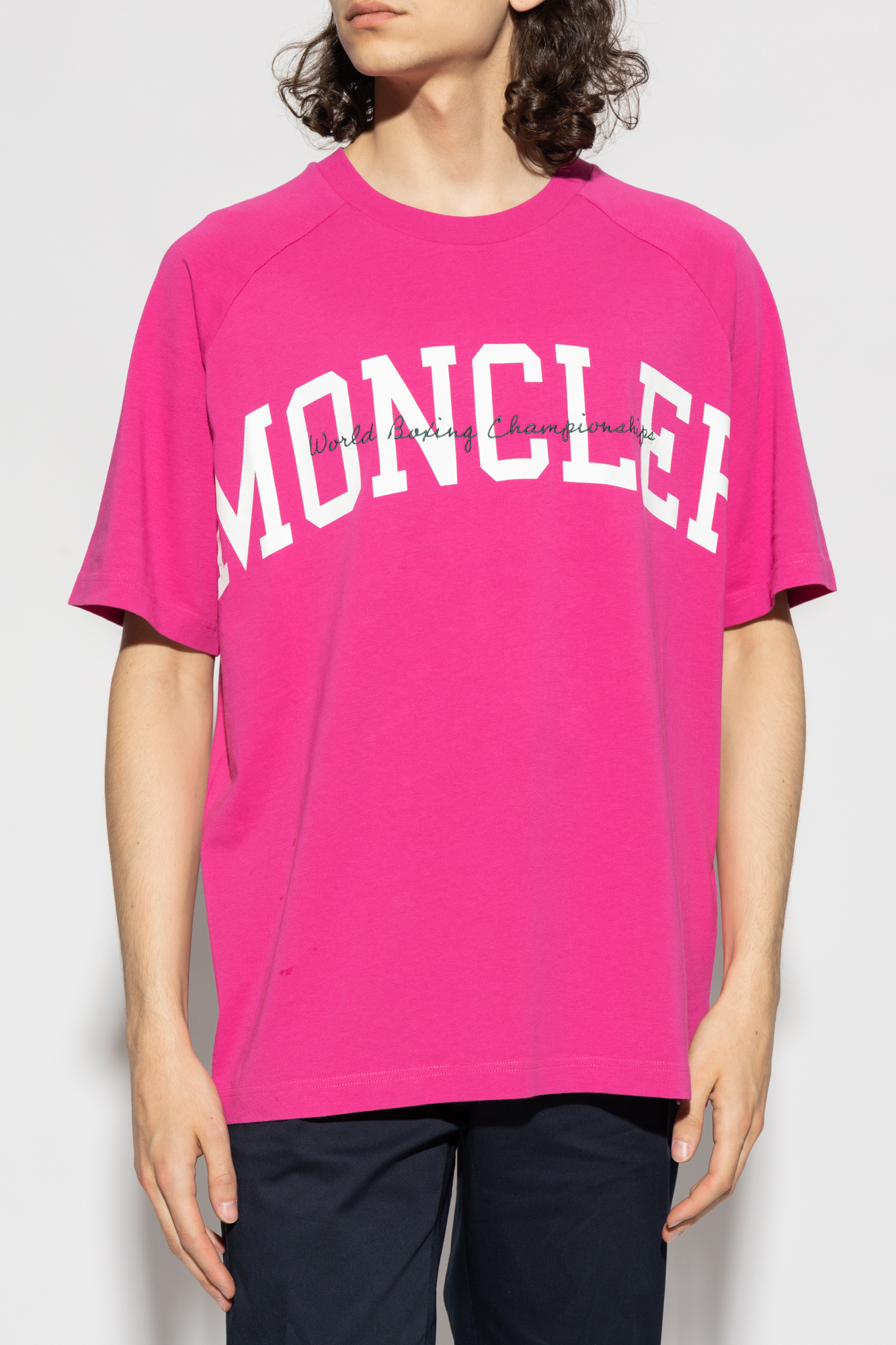 Moncler Logo-print Cotton T-shirt In Pink