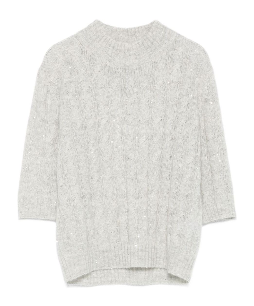 Brunello Cucinelli Cable Knit High Neck Jumper With Sequin Embellishments