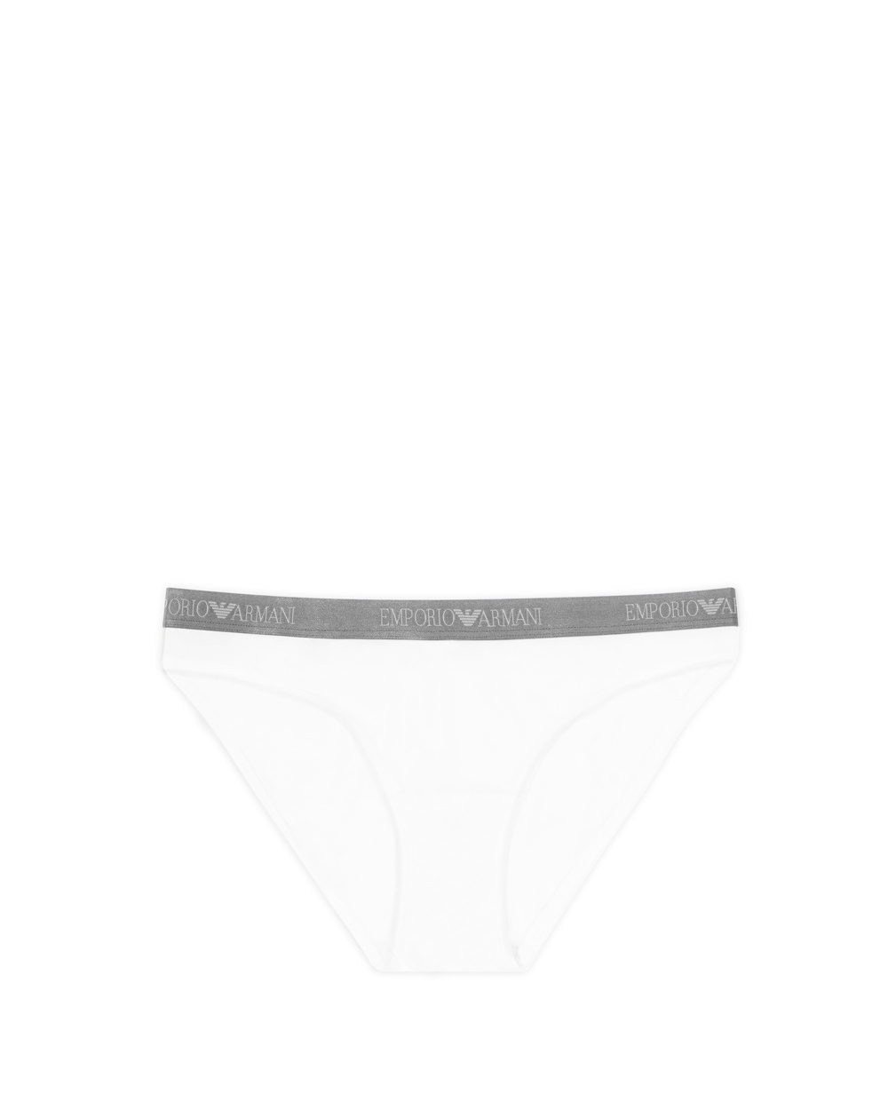 Emporio Armani Logo Embroidered Panties In White