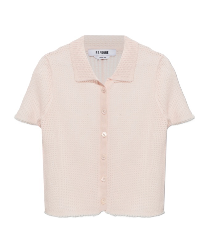 Re/done Short-sleeved Knitted Cardigan In Pink