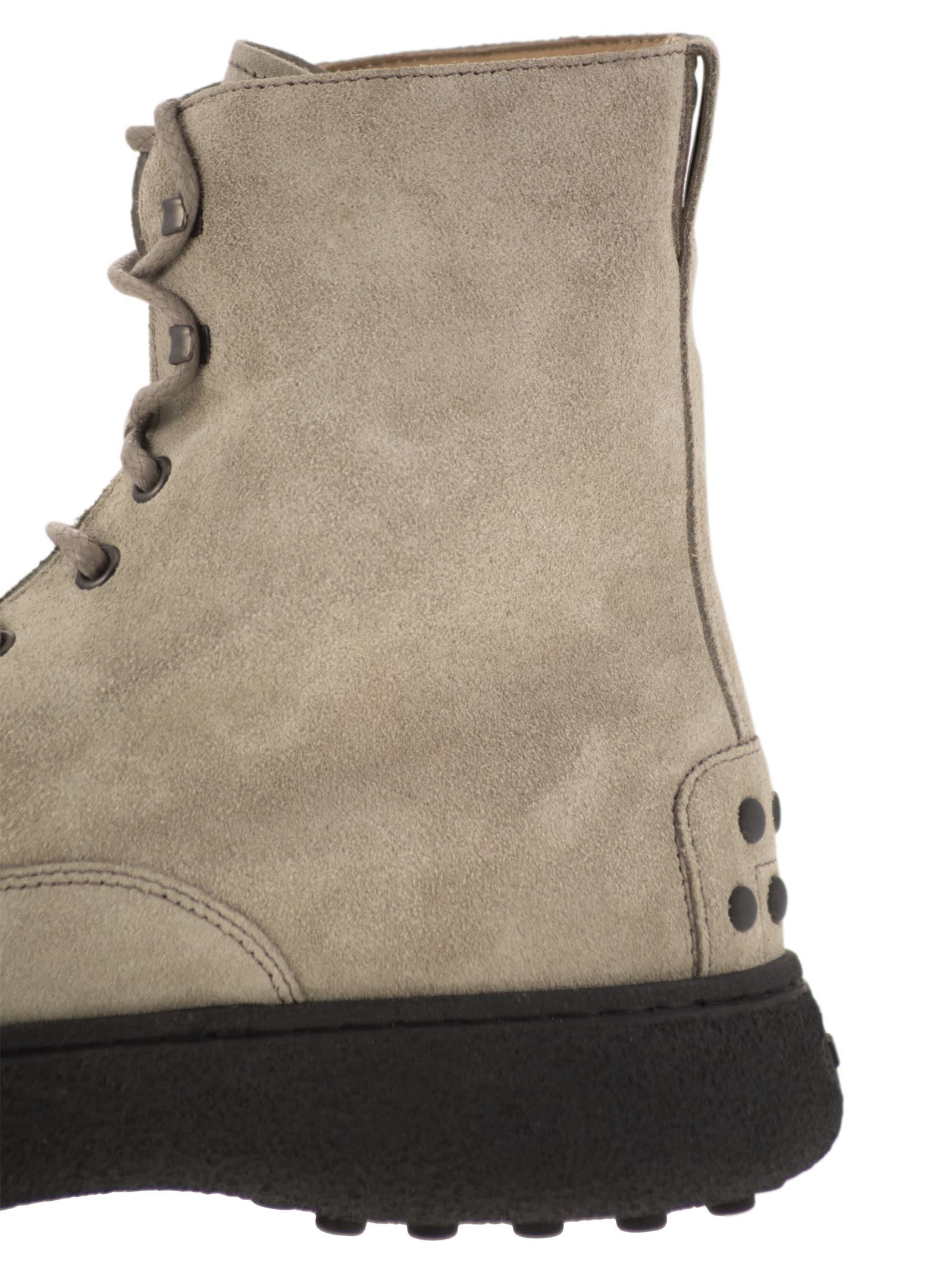 Tod's Urban Elegance Suede Ankle Boots With Chunky Sole, 4.5 Cm In Nude