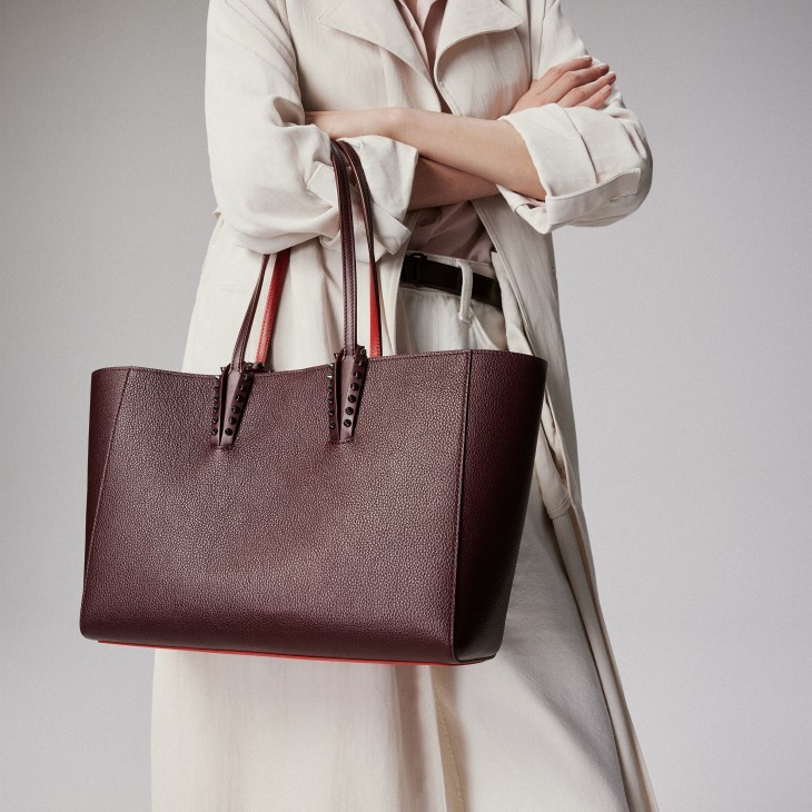 Christian Louboutin Cabata Stud Detailed Small Tote Bag In Brown