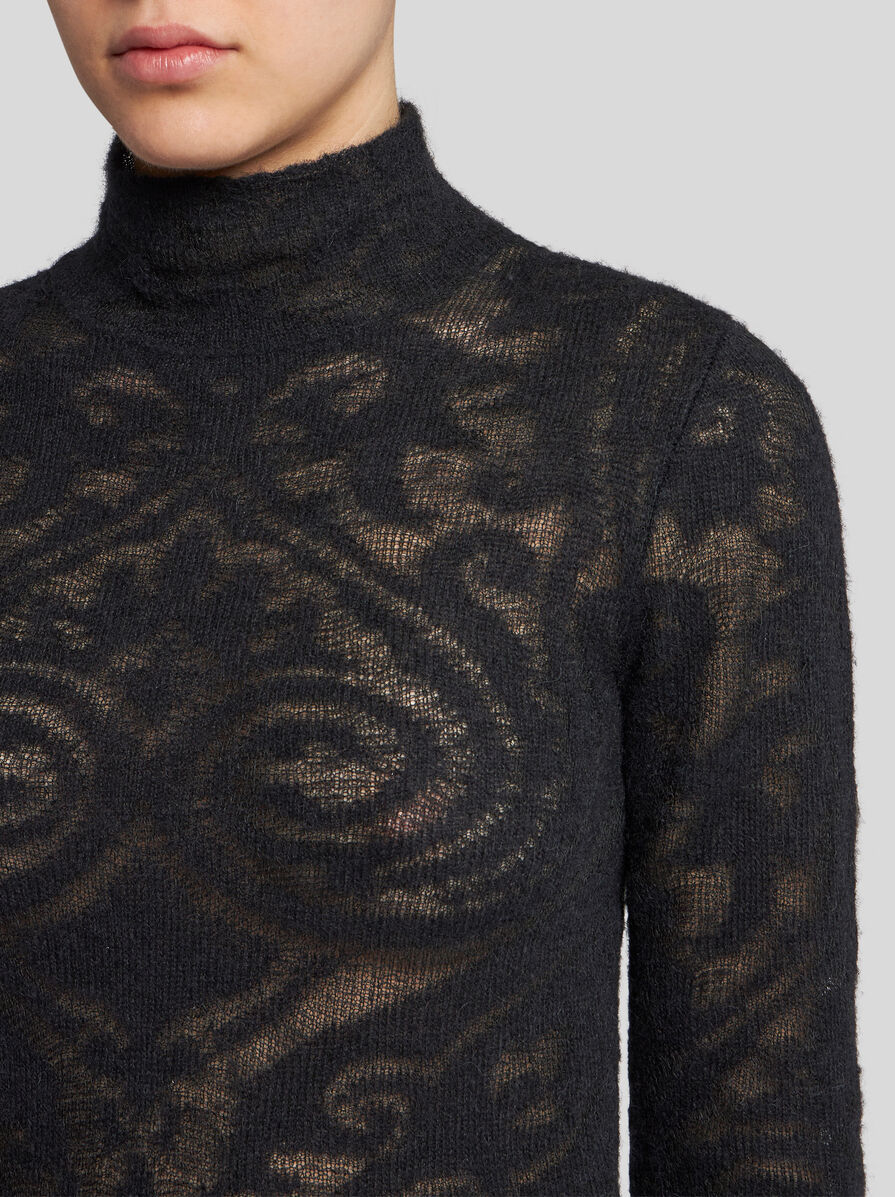 Etro Roll-neck Jacquard Sweater In Black