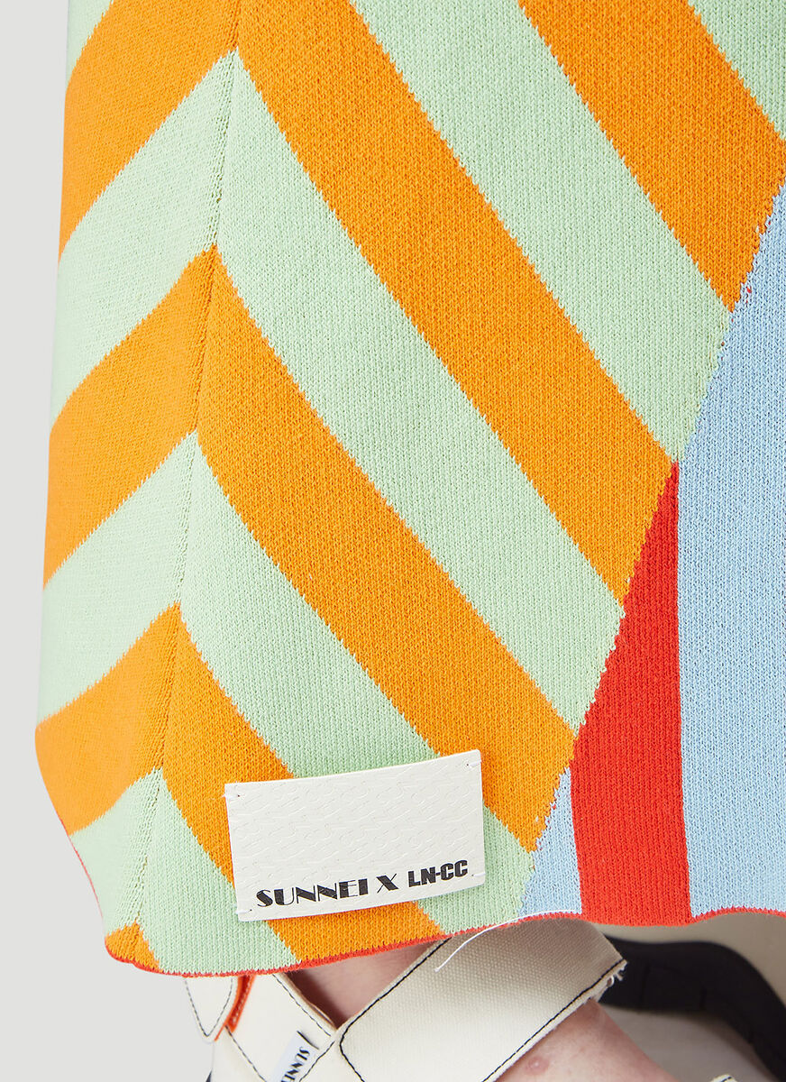 Sunnei Striped Panelled Midi Skirt In Multi