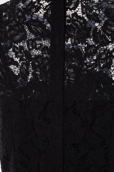 Dolce & Gabbana Longuette Dress In Logoed Stretch Lace In Black