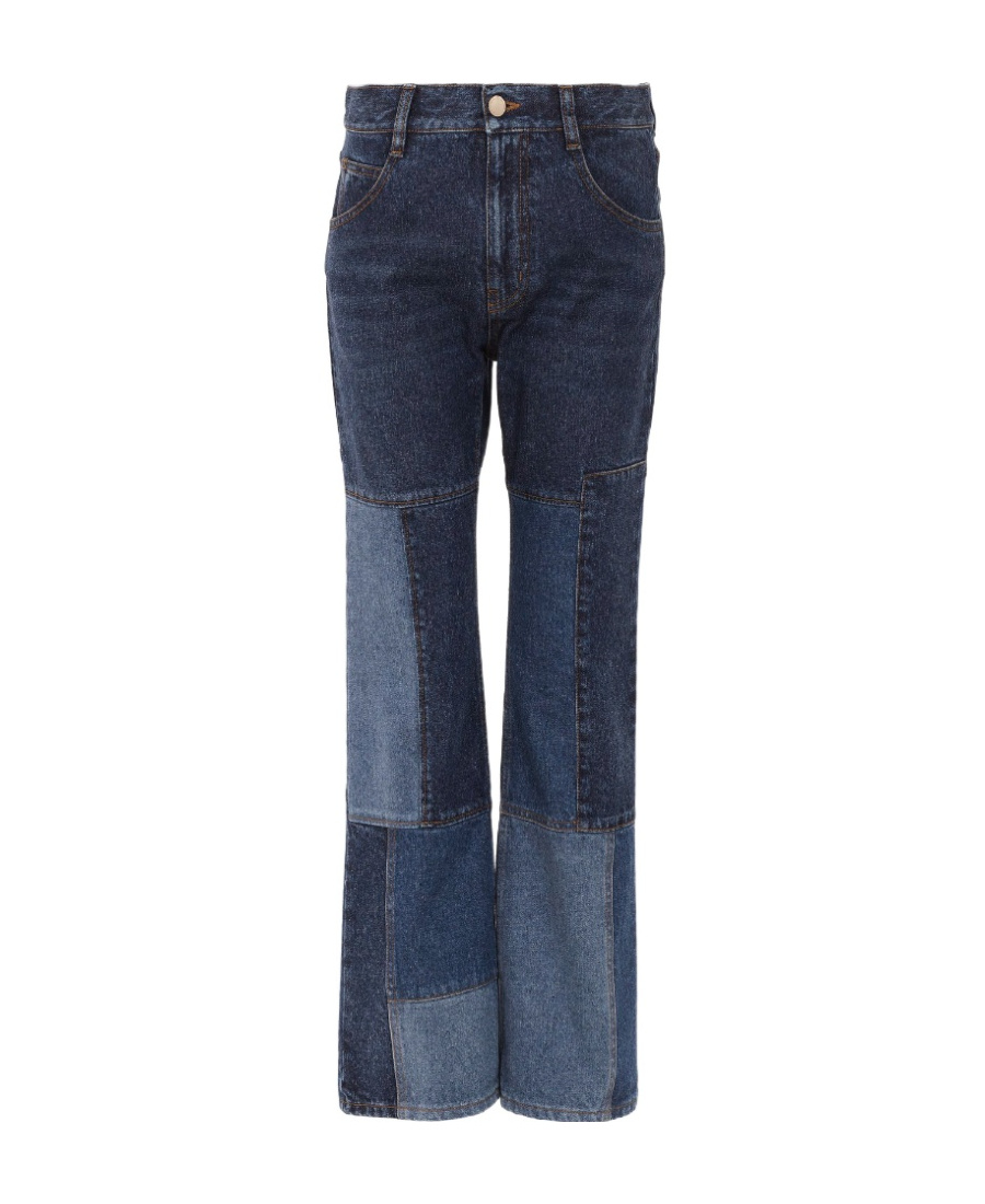 Chloé Patchwork Cropped Flared Jeans In Black