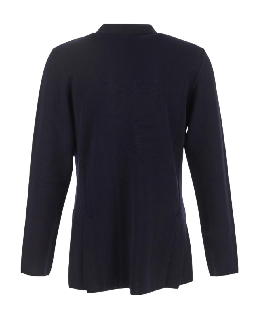 Lardini Double-breasted Knit Jacket In Blue