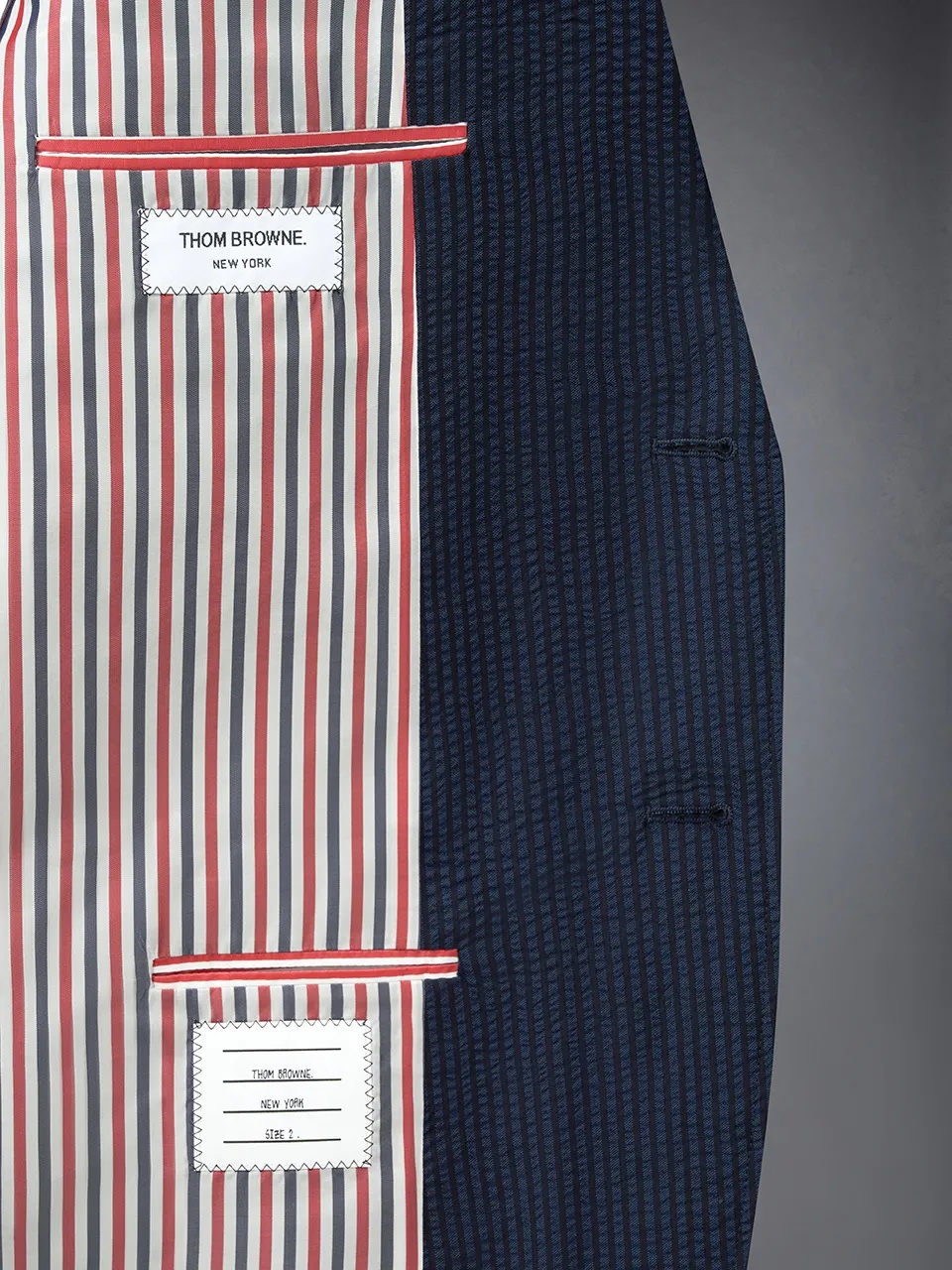 Shop Thom Browne Striped Seersucker Blazer In Black