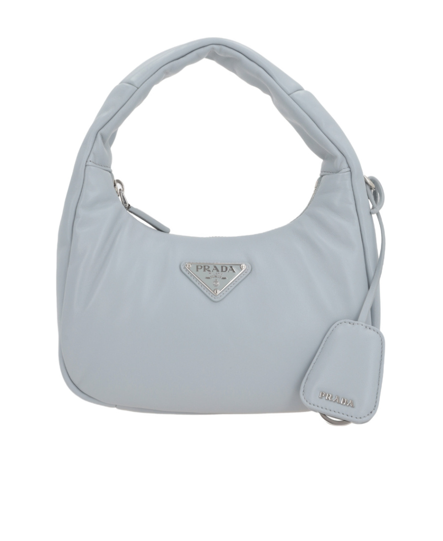 Prada Mini Leather Top Handle Bag In Blue
