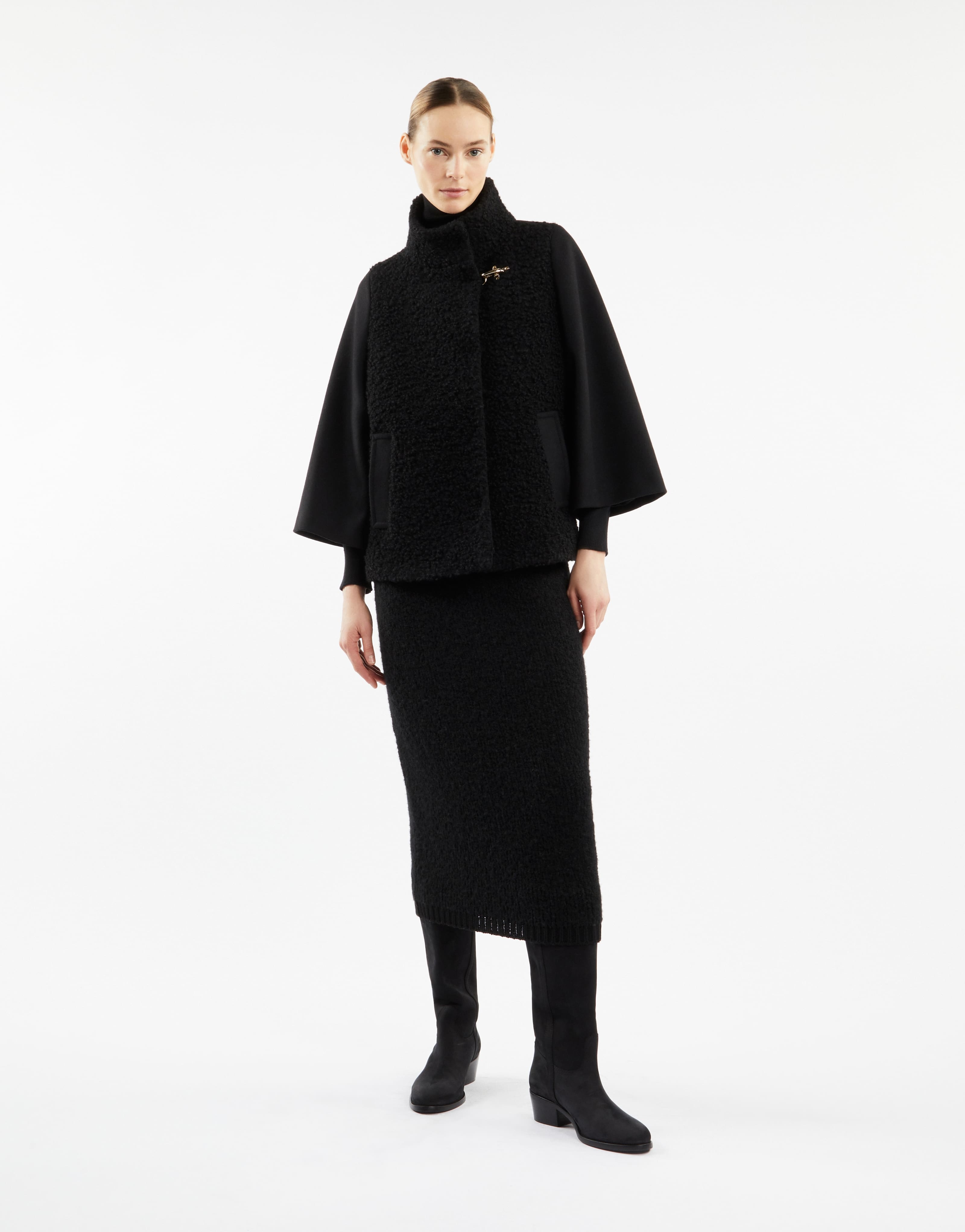 Fay Jacket With Front Pockets And High Collar In Black