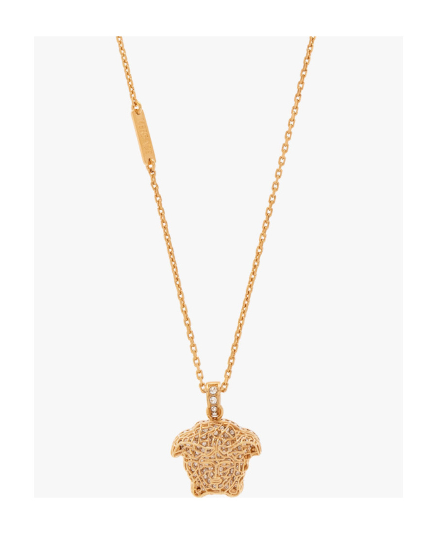 Versace Medusa Crystal-embellished Necklace In Yellow