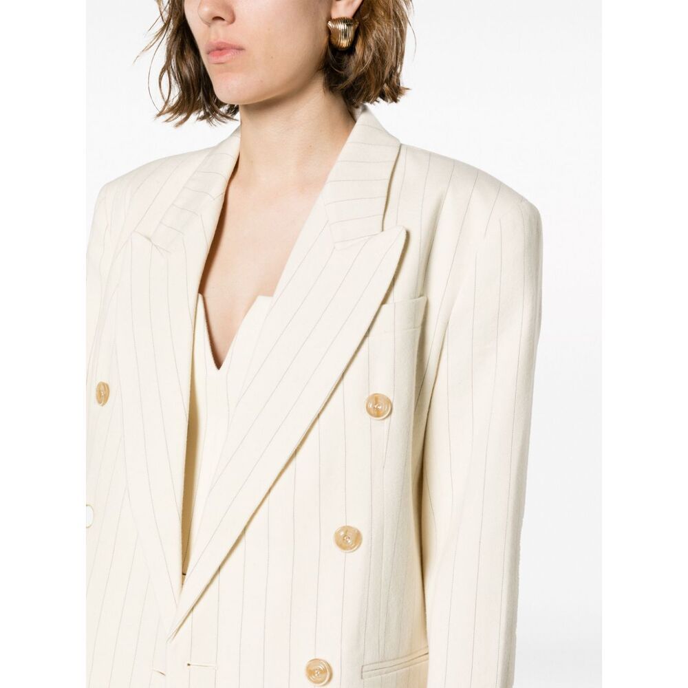 Zimmermann Luminosity Oversized Double-breasted Pinstriped Wool And Cotton-blend Blazer In White