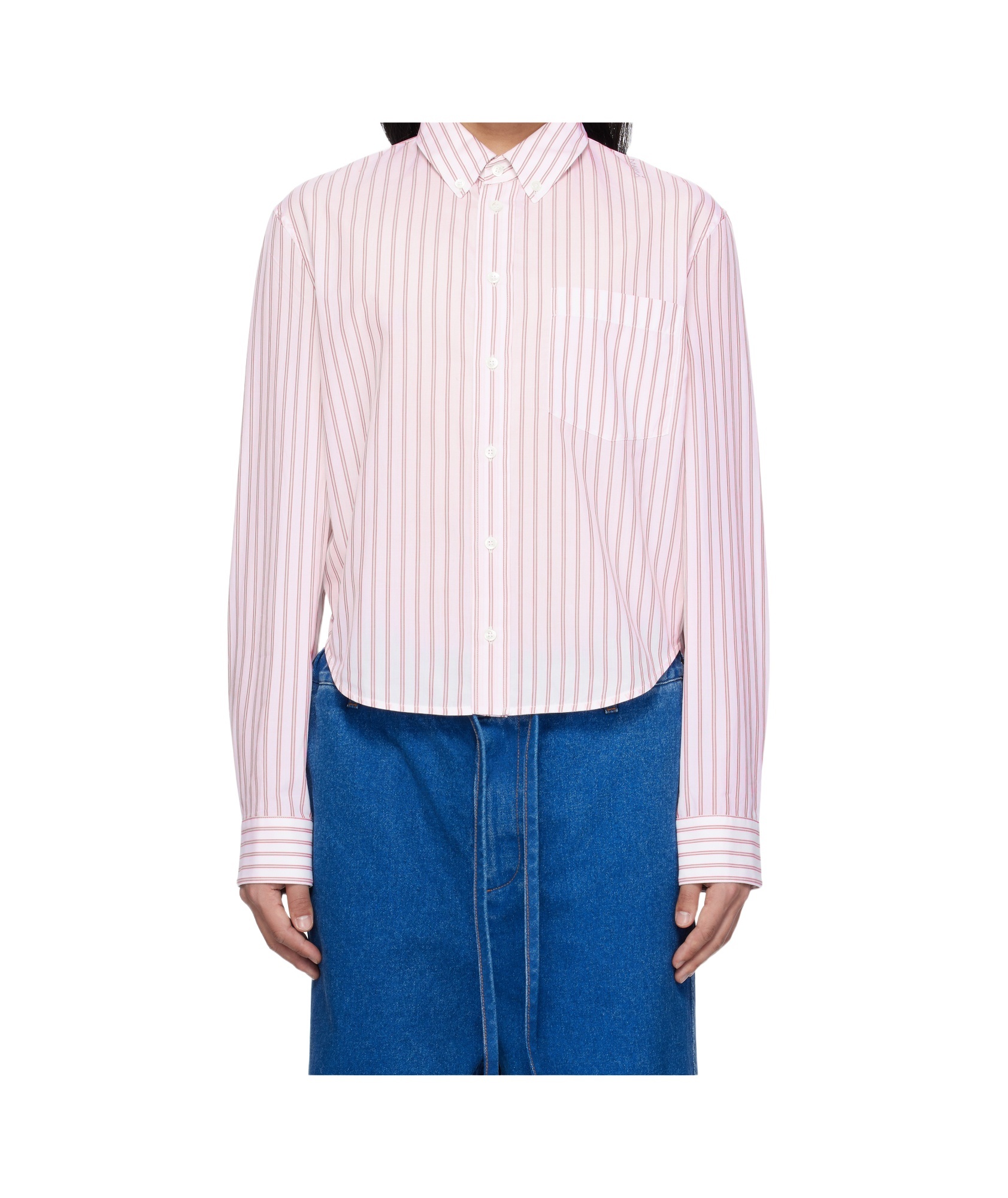 Marni Poplin Stripe Long Sleeve Shirt In White