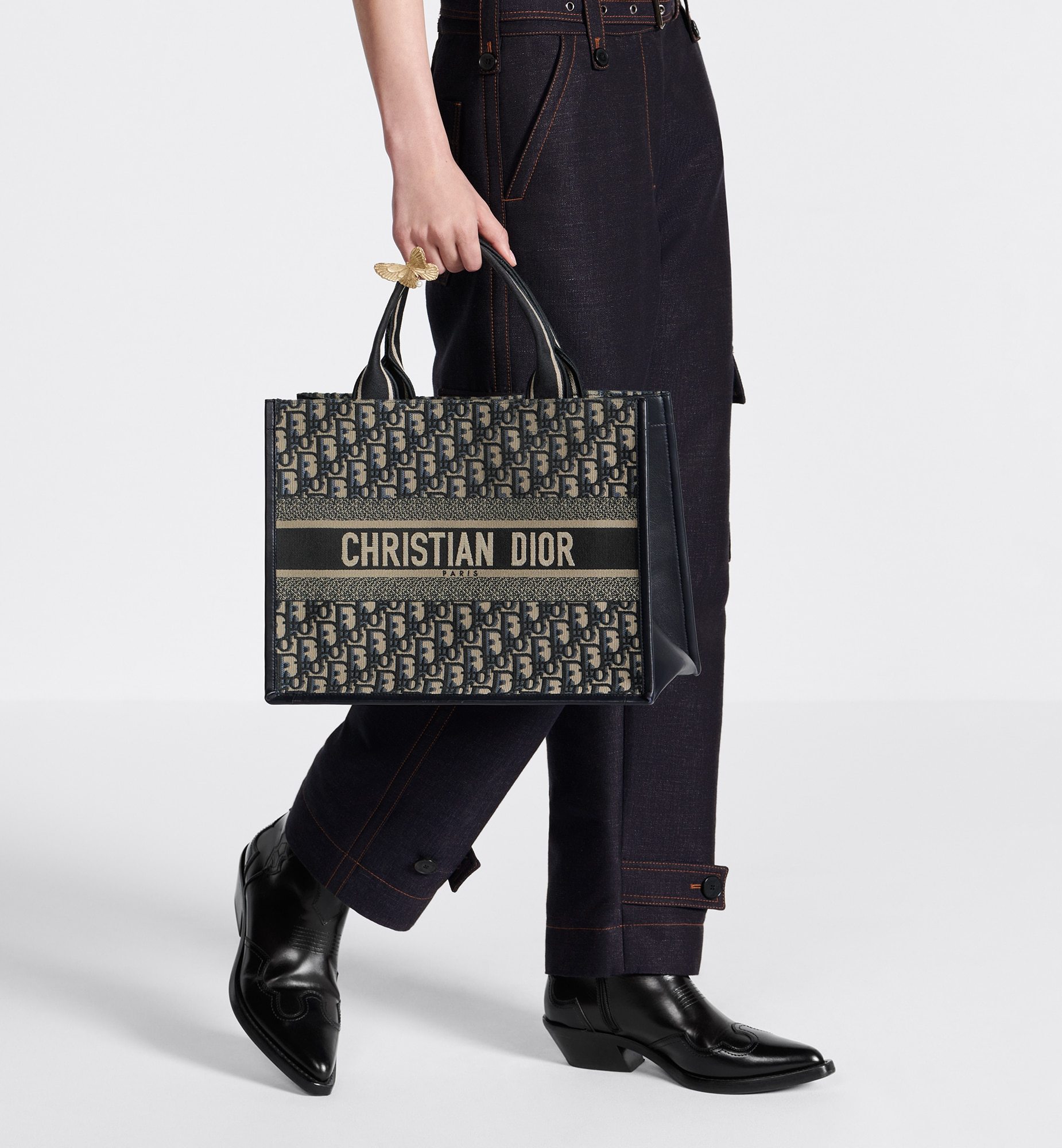 Dior Zipper Overalls Jeans In Blue