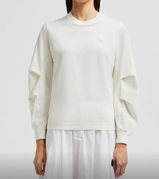Moncler Round Collar And Long-sleeved T-shirt In White