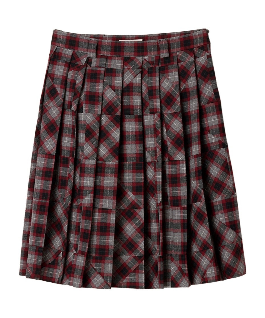 Miu Miu Tartan Patchwork Midi Skirt In Multi