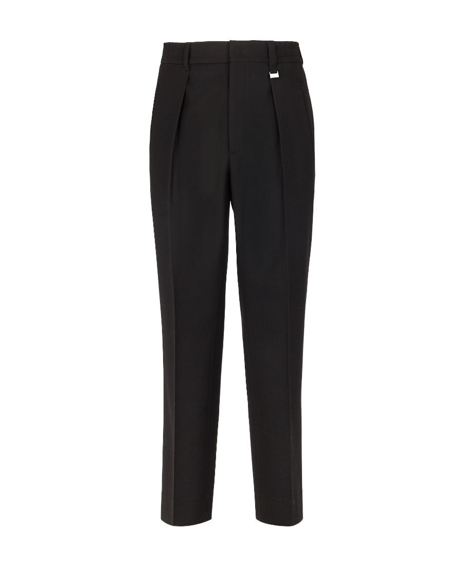 Fendi Logo-plaque Pleated Straight-leg Trousers In Black