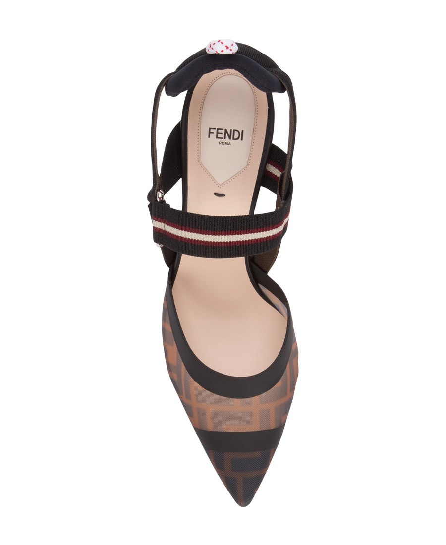 Shop Fendi Multicolor Tech Mesh High-heeled Slingbacks In Black