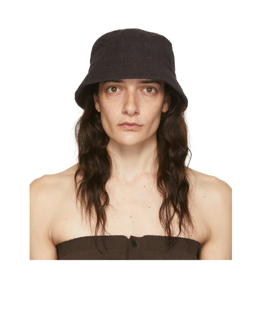 Auralee Brown Organic Cotton Terrycloth Bucket Hat In Nude