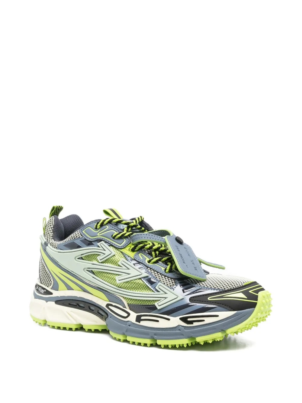Off-white Lace-up Mesh Sneakers In Green
