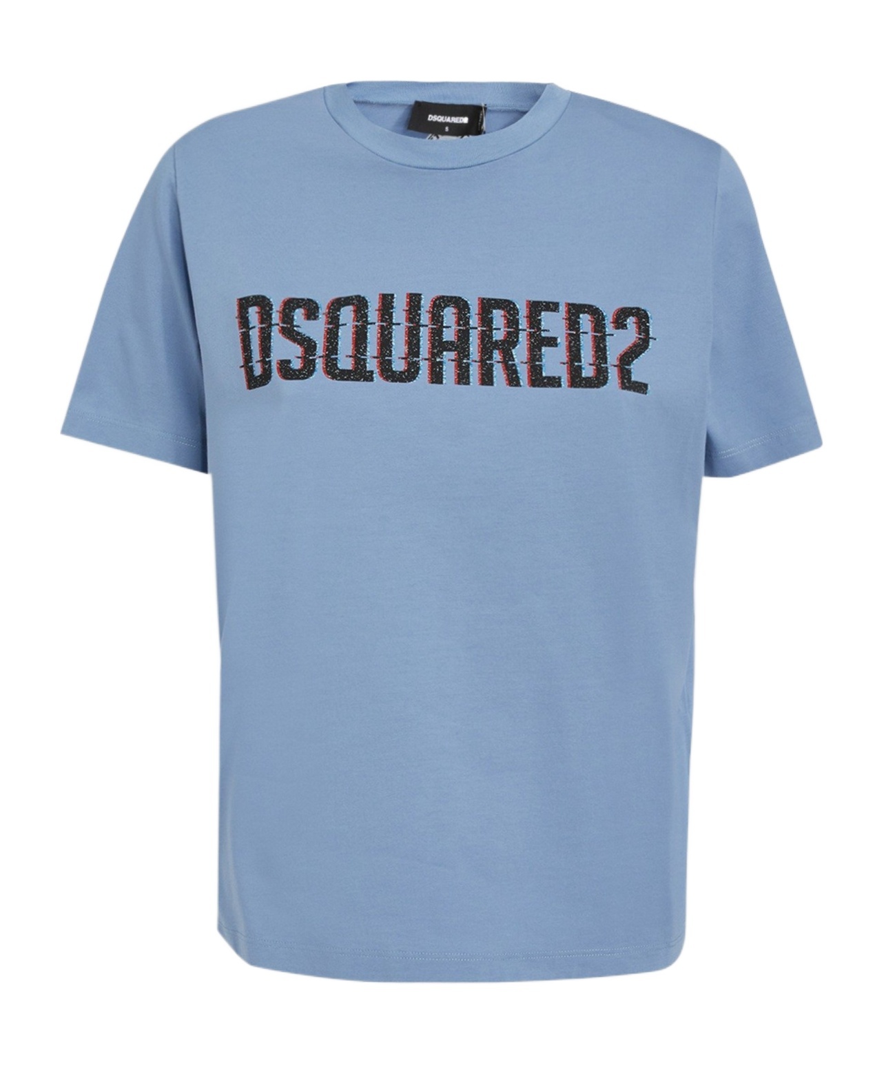 Dsquared2 Crew Neck Graphic Print Short Sleeves Top In Blue