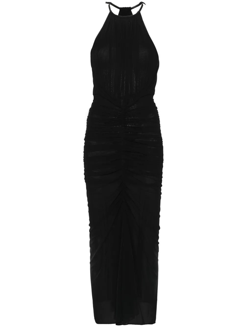 Mugler Ruched Maxi Dress In Black
