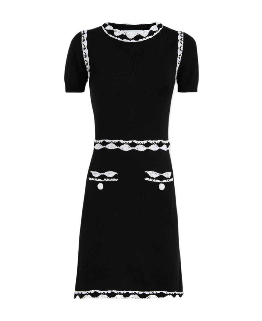 Moschino Lace Trim Knit Dress In Black