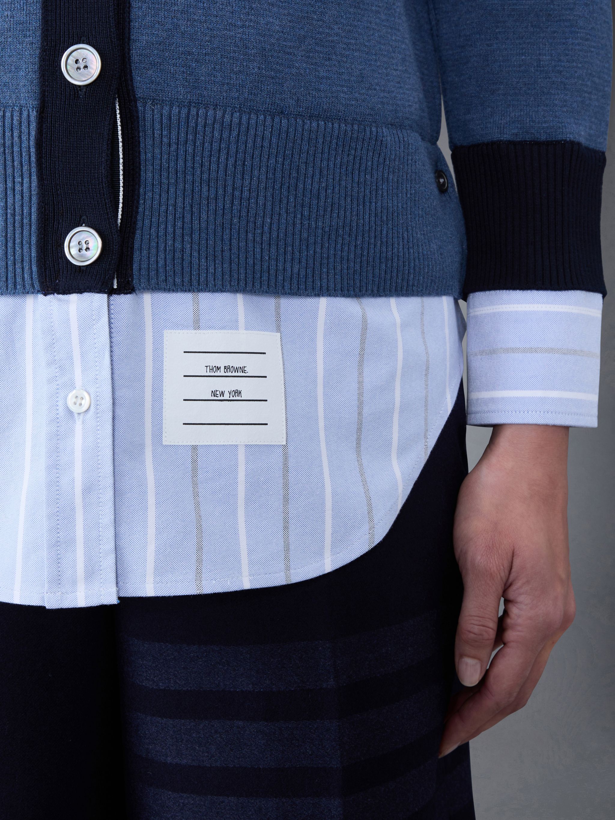 Shop Thom Browne Milano Stitch V-neck Cardigan In Blue