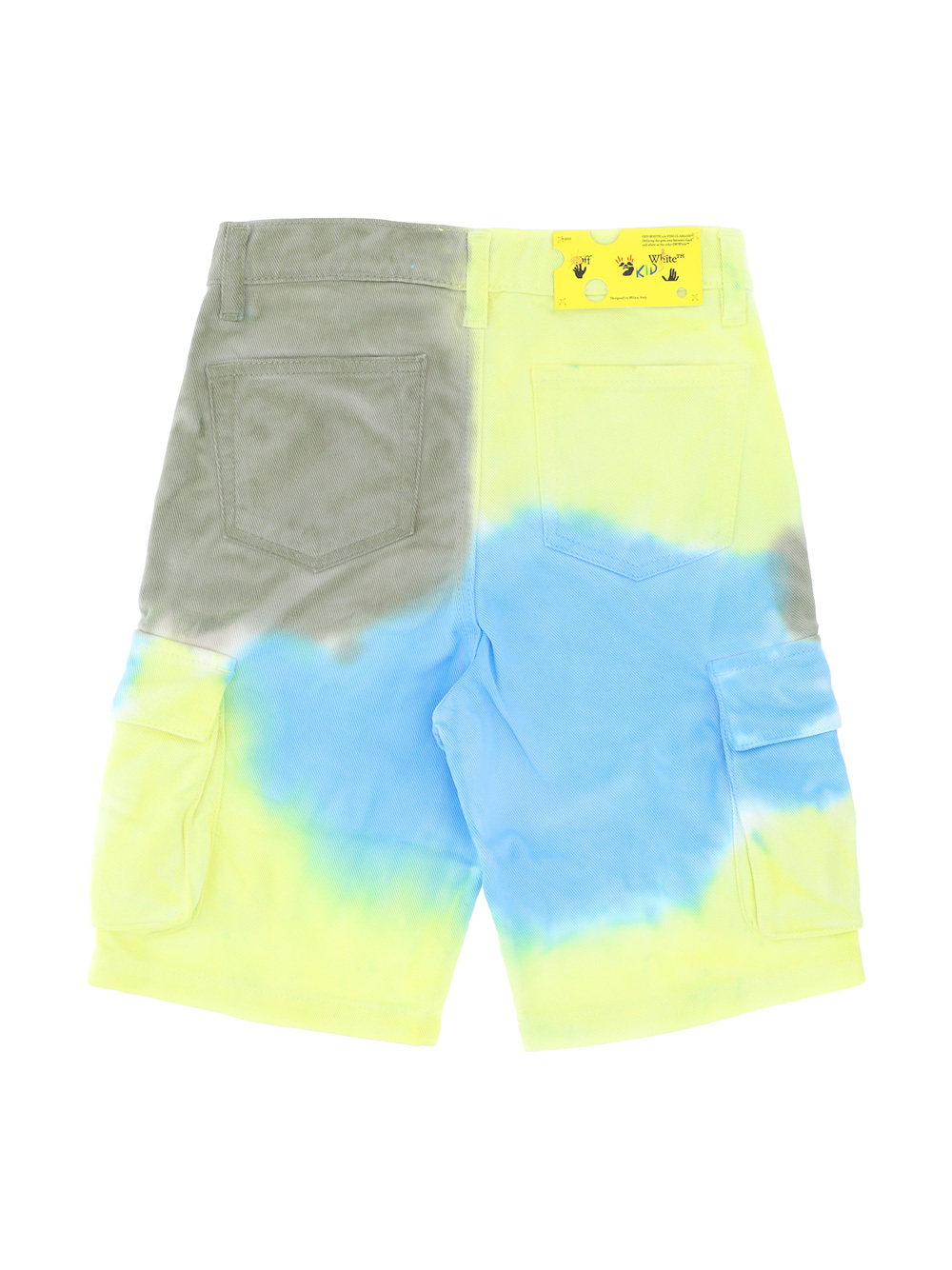 Off-white Tie-dye Cotton Cargo Shorts In Yellow
