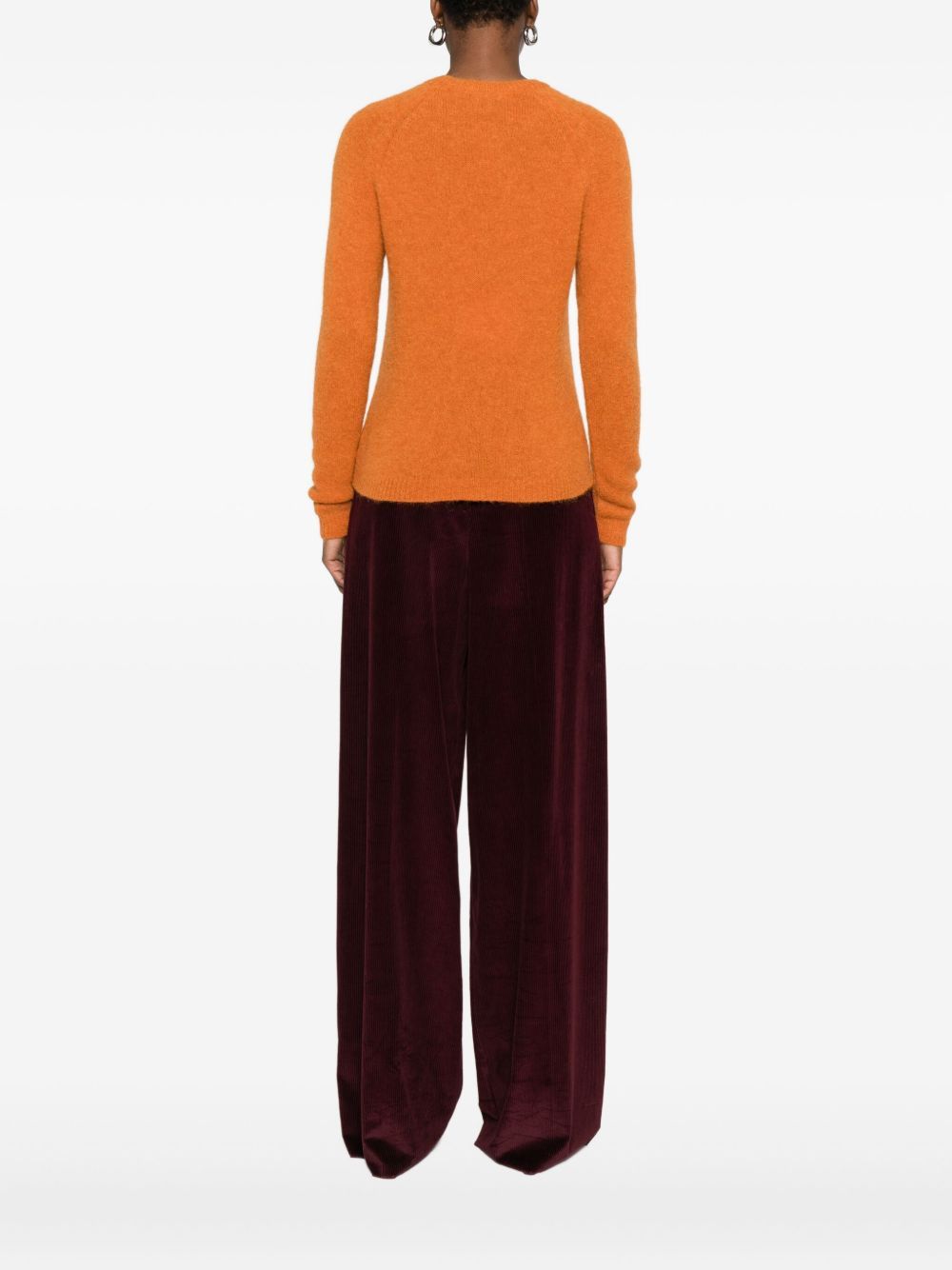 Baserange Ribbed Crewneck Sweater In Orange
