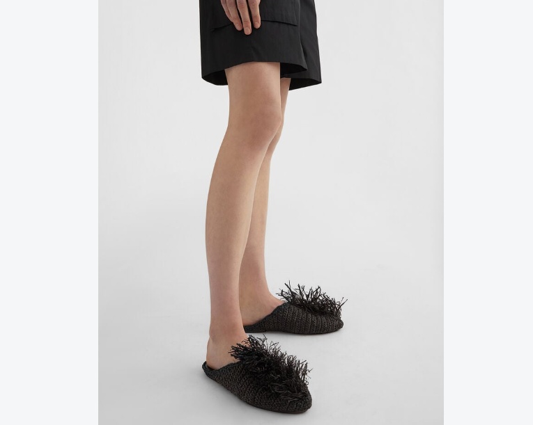 Jil Sander Fringed Muller Shoes In Black