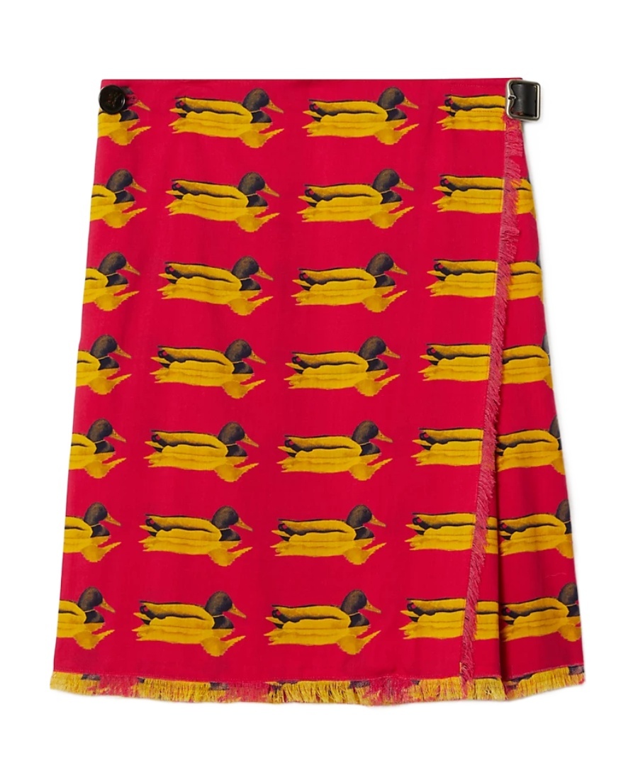 Burberry Duck Print Wool Kilt In Multicolor