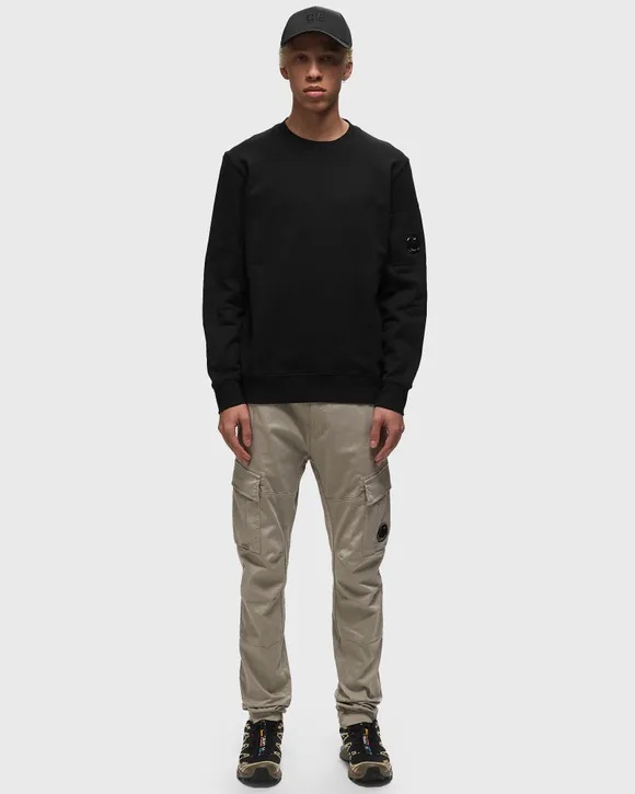 C.p. Company Sweatshirts Crew Neck In Diagonal Raised Fleece In Black