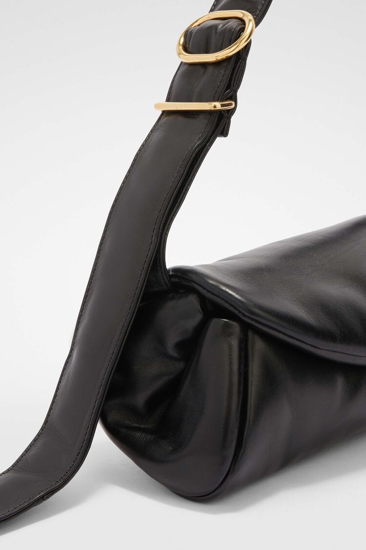 Jil Sander Small Cannolo Padded Shoulder Bag In Black