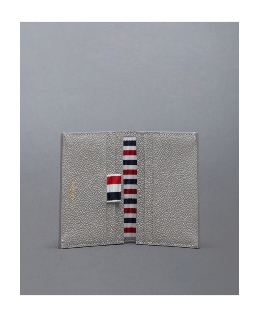 Thom Browne Pebbled Billfold Wallet In Gray
