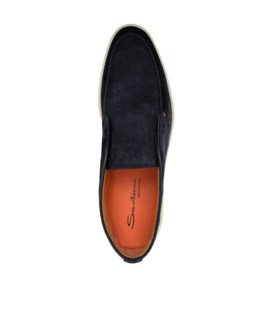 Shop Santoni Tonal-stitching Leather Loafers In Black