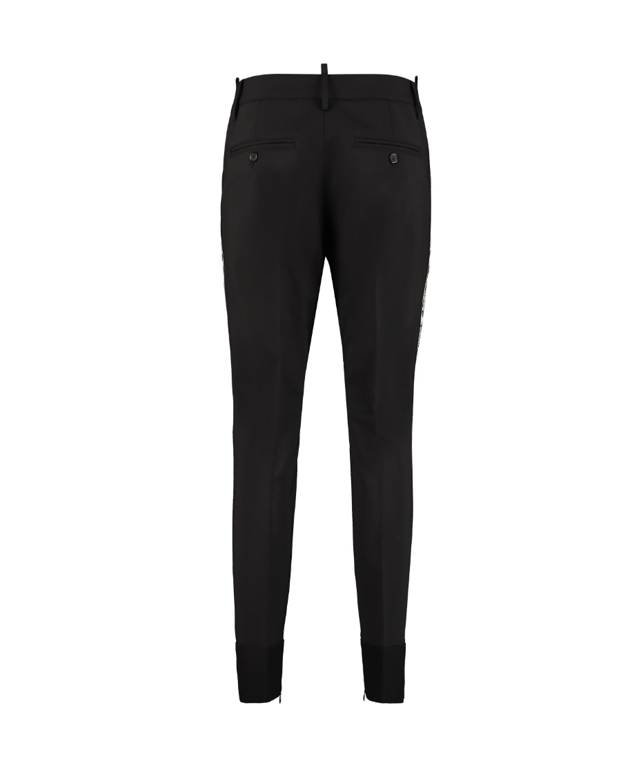 Dsquared2 Slim-fit Tapered Trousers With Branded Side Stripes In Black