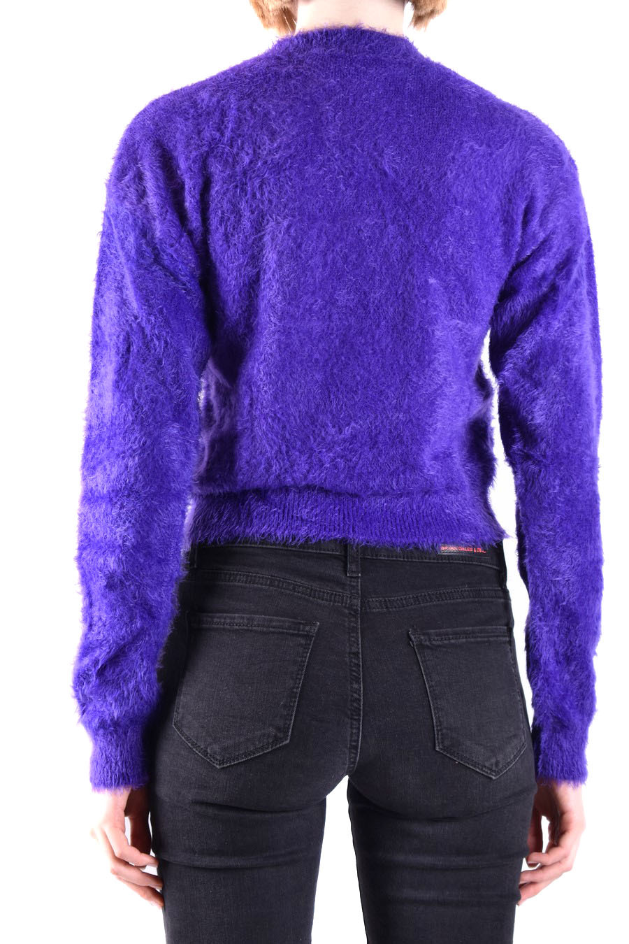 Moschino Floral-appliqué Crewneck Brushed Jumper In Purple