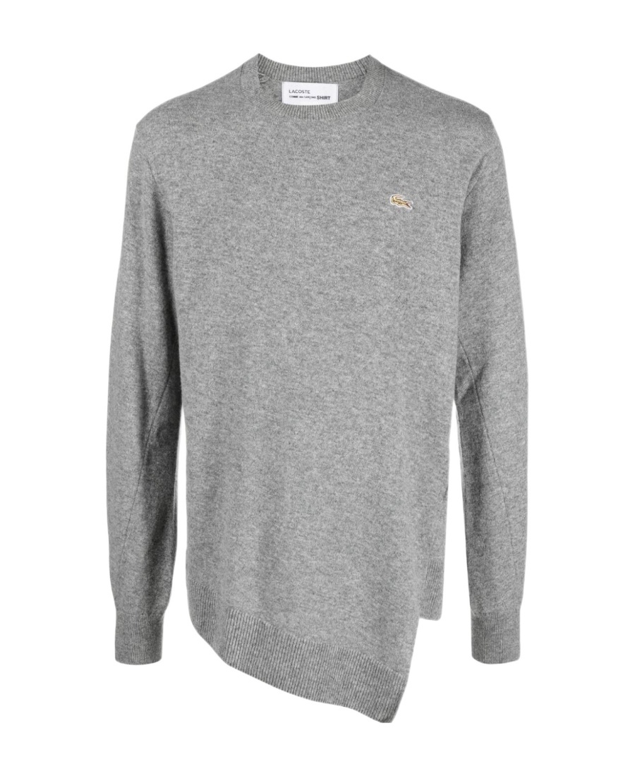 Comme Des Garçons X Lacoste Asymmetric Hem Wool Jumper In Gray