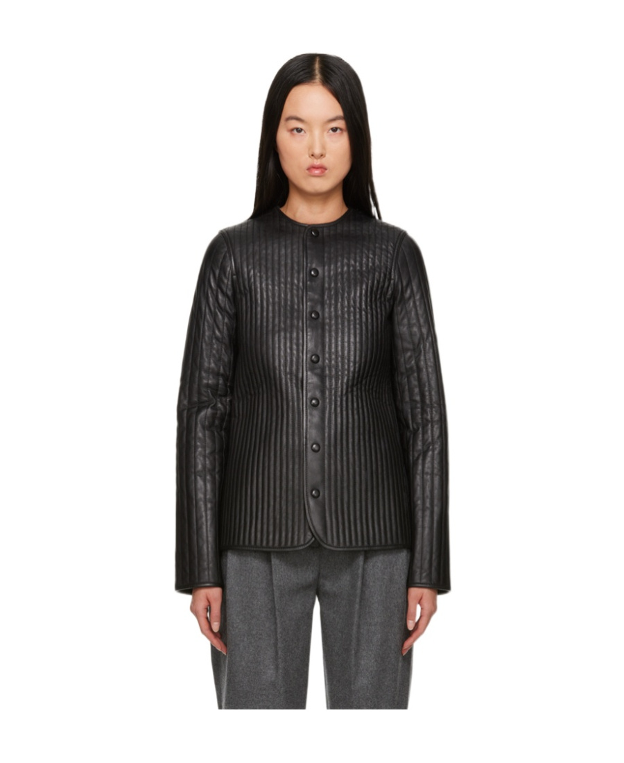 Totême Quilted Leather Jacket In Black