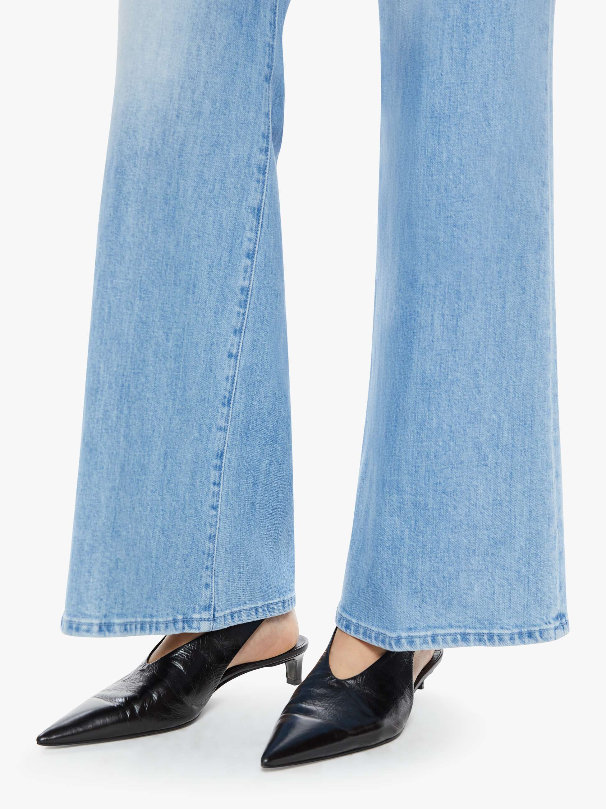 Mother The Twister Sneak Frayed Hems Flared Wide Leg Jeans In Blue