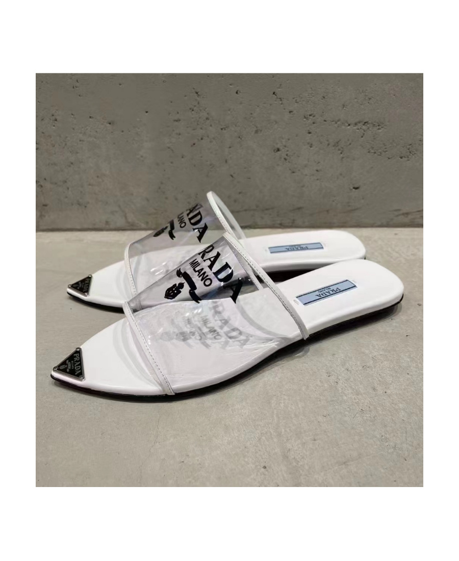 Shop Prada Logo Details, Flip-flops. In White