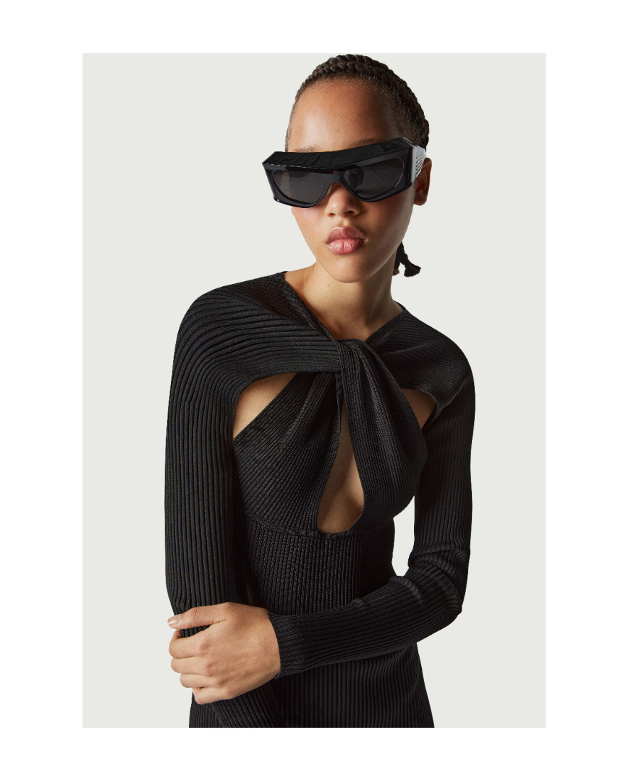 Coperni Twisted Pleted And Hollowed Out One-piece Tights In Black